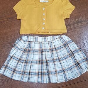 Charming Plaid Kids Skirt in Yellow and White